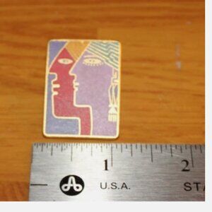Signed Laurel Burch Soulmates Multi-Color on Matte Gold Tone Post Single Earring